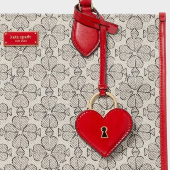 New Kate Spade Spade Flower Coated Canvas Large Market Tote Cherry Rose - Picture 3 of 6